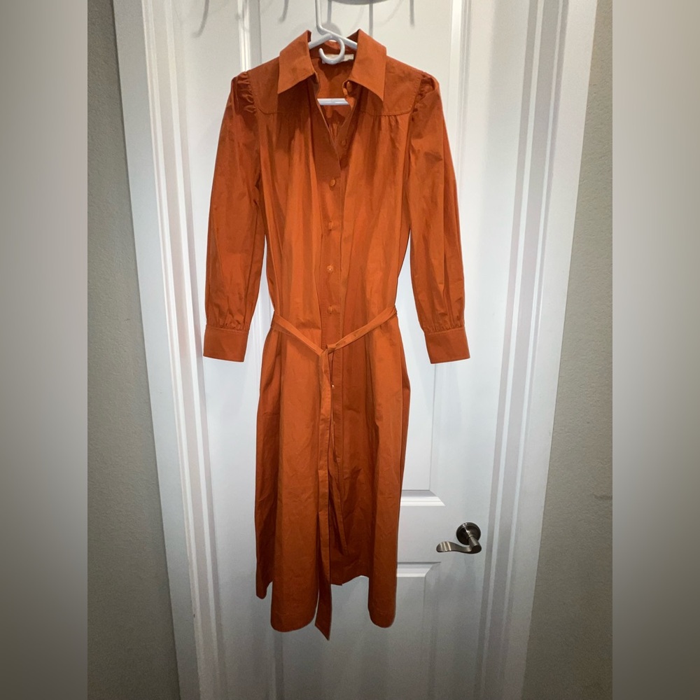 Tory Burch Artist Cotton-Poplin Shirt Dress orange - Picture 3 of 8